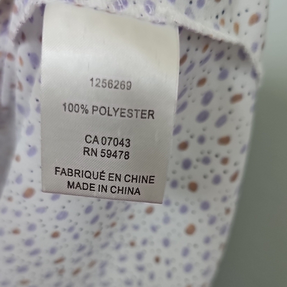 Jones New York White Confetti Print Blouse with Sailor Tie Neck Collar Large - Picture 7 of 8